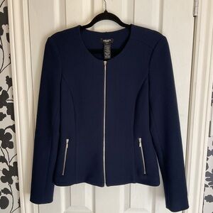 Olsen Women's Navy Blazer with Zipper Detail, size XS,office,workwear,basics